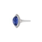 14K Solid Gold Oval Cabochon Tanzanite and Diamond Ring - Image 3