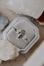 14k Solid Gold 2.44 ct Long Oval Galaxy Moissanite Diamond Ring - Image 2