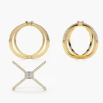 14k Gold Baguette and Round Natural Diamond Illusion Setting Statement Ring - Image 2