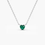 18k Solid Gold Heart-Shape Emerald Necklace - Image 5
