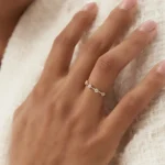 14K Solid Gold  Hexagon Migraine Setting Five Stone Diamond Ring - Image 3