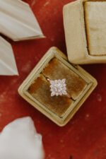 14k 純金莫桑石鑽石圓形戒指