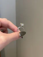 Pear Shaped Moissanite 3-Prong Hidden Halo Pave Bridge Solitaire Ring - Image 6