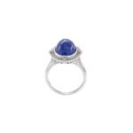 14K Solid Gold Oval Cabochon Tanzanite and Diamond Ring - Image 9