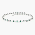 18k Solid Gold Bezel Set Emerald Tennis Bracelet - Image 7
