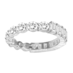 Emerald And Brilliant Cut Natural Diamond Eternity Band - Image 3