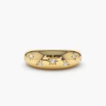 14K Solid Gold 6MM Dome Star Setting Diamond Ring - Image 4