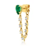14K Solid Gold Emerald Pear Loop Earring