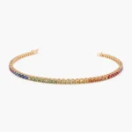 14K Solid Gold Multi-Color Sapphire Tennis Bracelet | Rainbow Sapphire Tennis Bracelet