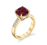 14K Solid Gold Garnet Engagement Ring - Image 3