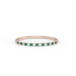 14K Solid Gold 1.3 MM Emerald & Diamond Band