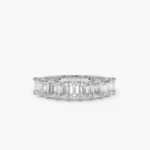 14K Solid Gold 1 Carat Emerald Cut Diamond Wedding Band - Image 3