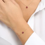 18k Solid Gold Marquise Ruby Cluster Bracelet - Image 5