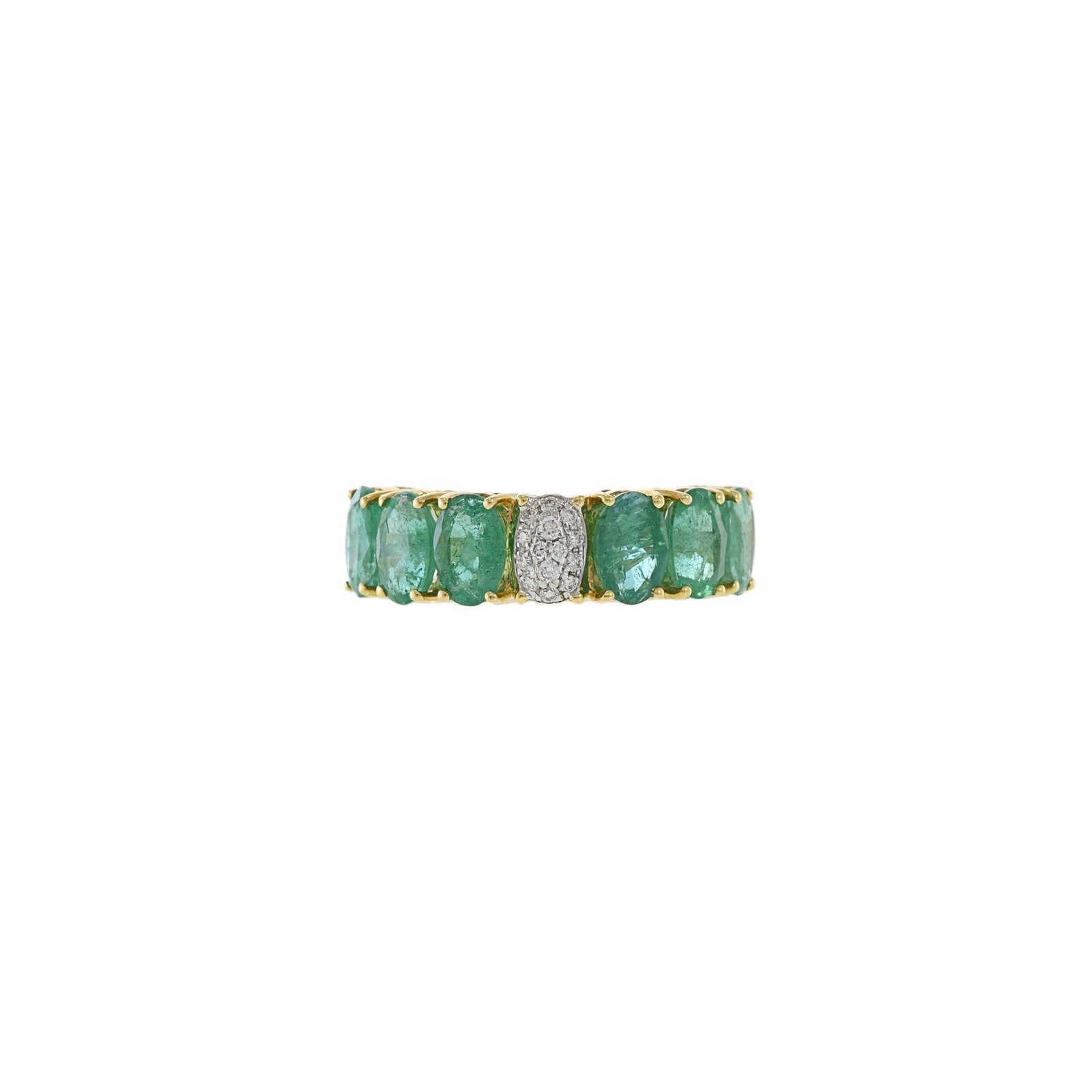 400548_a732677d9bc64f9da61b9667182f6a60mv2.jpg 18K Solid Gold Emerald And Diamond Ring - Image 1