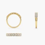 14K Solid  Gold Vertical Baguette and Round Diamond Wedding Band - Image 3