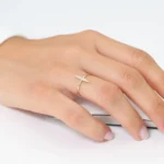 14K Gold Elongated Micro Pave Diamond Ring - Image 6