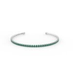 14K Solid Gold Natural Emerald Cuff Bracelet - Image 2