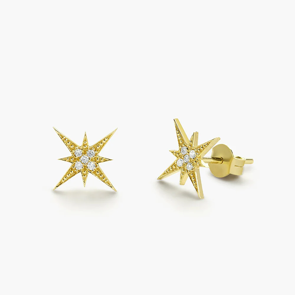 400548_a962c9bacca34284b1de8a74d8840a89mv2.webp 14K Gold Starburst Natural Diamond Earrings - Image 1