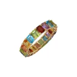 14K Solid Gold Rainbow Emerald Cut Eternity Band - Image 5
