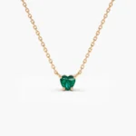 18k Solid Gold Heart-Shape Emerald Necklace - Image 8