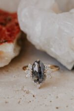 14k Solid Gold 2.44 ct Long Oval Galaxy Moissanite Diamond Ring - Image 5