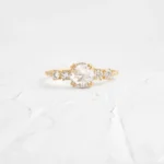 14k 純金玫瑰切割鑽石戒指