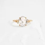 18K Solid Gold 1.51ct Rose Cut Oval Moissanite Diamond Ring