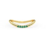 18K Solid Gold Curved Emerald Ring