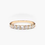 14K Solid Gold 7 Stone U-Shaped Diamond Wedding Band - Image 3