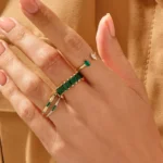 18K Solid Gold Open Emerald Ring - Image 3