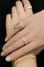 18K Solid Gold Snake Coil Pinky Ring - Image 3