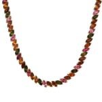 18k 純金欖尖形切割碧璽網球項鍊