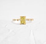 18K Solid Gold 1.5ct Emerald Cut Moissanite Engagement Ring - Image 9