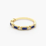 14K Solid Gold Baguette Sapphire and Diamond Ring - Image 3