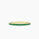 14K Solid Gold Round Emerald Eternity Band - Image 6