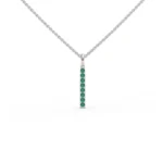18k Solid Gold 1.3 MM Natural Emerald Bar Necklace - Image 4