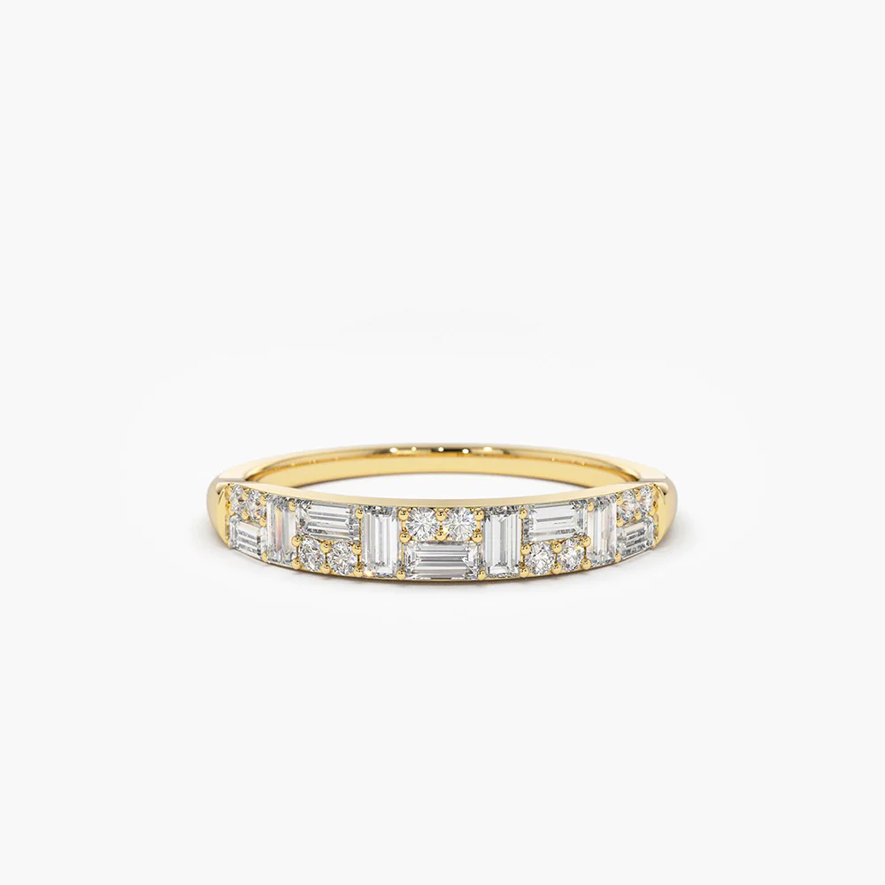 400548_ba6f7e0f3829410db9bc2f295c2dcf79mv2.webp 14K Solid Gold Baguette Diamond Stacking Ring - Image 1