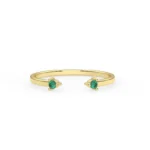 14K Solid Gold Natural Emerald Cuff Ring
