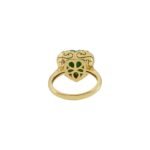 18K Solid Gold Jade And Diamond Heart Ring - Image 9
