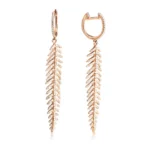 Natural Diamond Feather Drop Earrings - Image 7