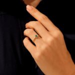 18K Solid Gold Minimalist Emerald Oval Ring - Image 2