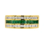 14K Solid Gold Half Eternity Square Emerald Ring