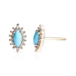 14K 純金 Piper 鑽石與綠松石侯爵耳環