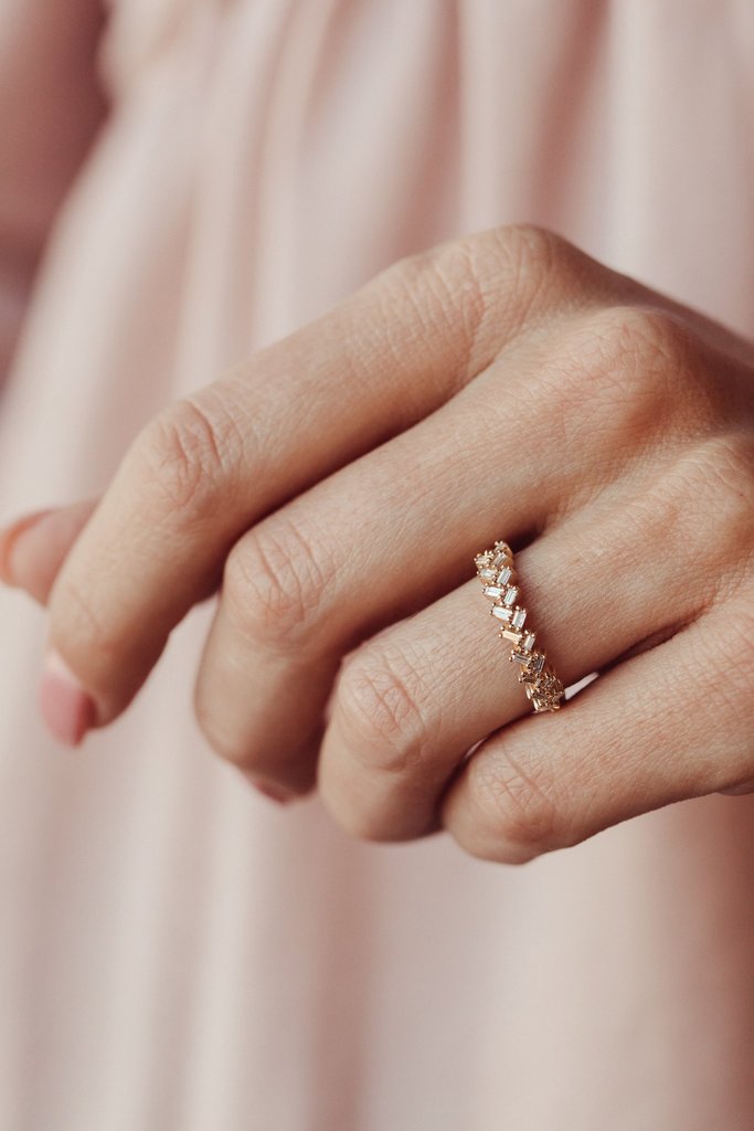 400548_c621410a8f7e4200a841e6d5ec224b5dmv2.jpg Baguette Natural Diamond Ring, Natural Diamond Ring, Solid Gold Ring, Natural Diamond Ring for women - Image 1