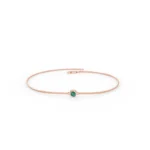 14K Solid Gold 2 MM Round Natural Emerald Bracelet - Image 6