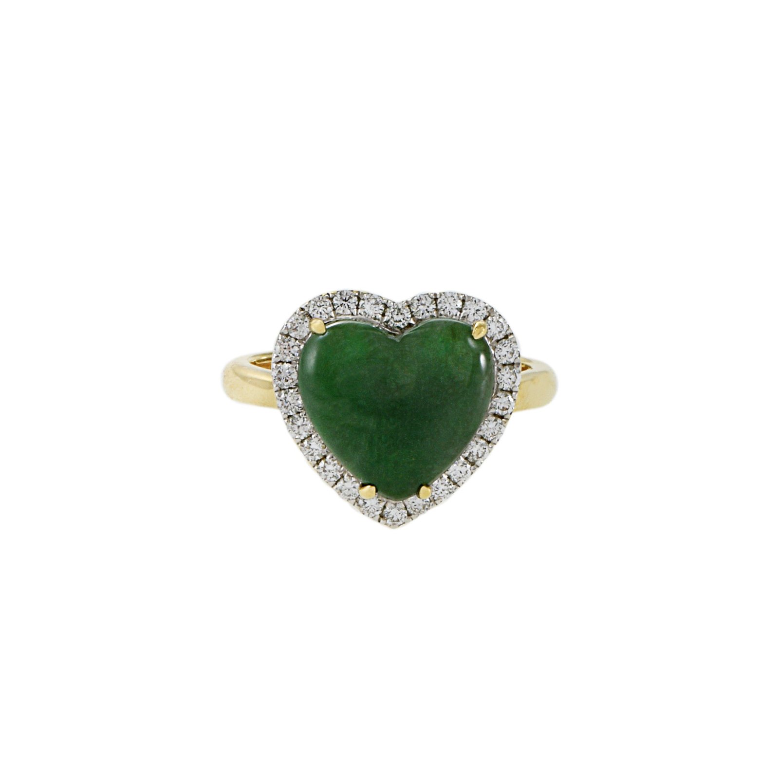 400548_c917fa2f716d42b58c06dbf3ad12d3famv2.jpg 18K Solid Gold Jade And Diamond Heart Ring - Image 1
