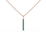 18k Solid Gold 1.3 MM Natural Emerald Bar Necklace - Image 2