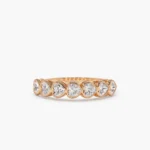 14K Solid Gold  Heart Shape Horizontal Bezel Setting Diamond Ring - Image 4