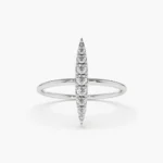 14K Gold Elongated Micro Pave Diamond Ring - Image 5