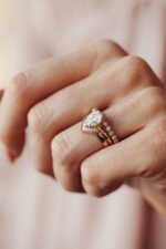 14K Solid Gold Emerald Cut Natural Diamond Half Eternity Ring - Image 5